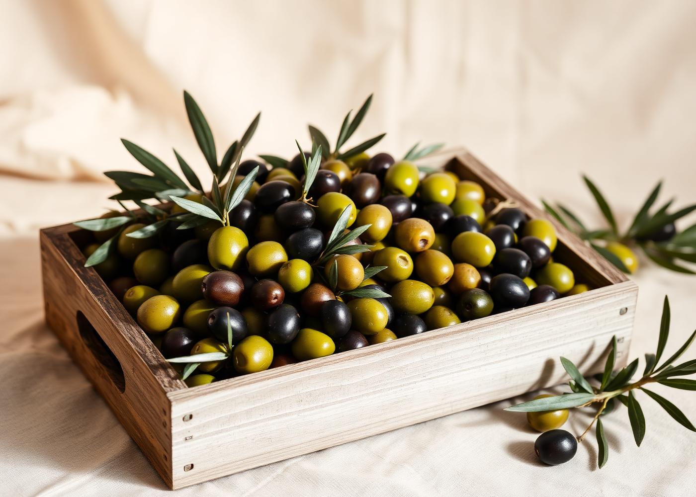 Freshly harvested Albanian olives